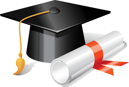 Pic of a graduation cap and rolled diploma